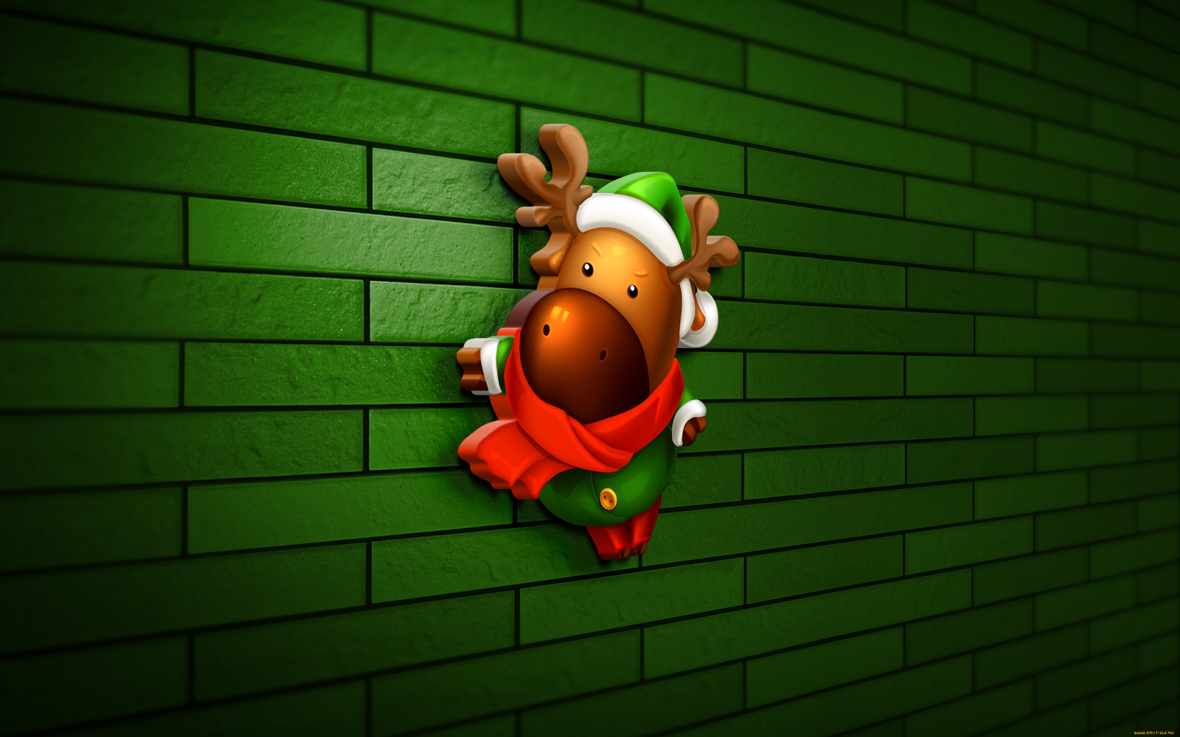 , 3  ,  , 3d, xmas, deer, 4k, , , , , , artoon, happy, new, year, merry, christmas, icon, art, mas